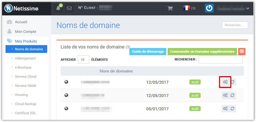 Netissime domain configuration