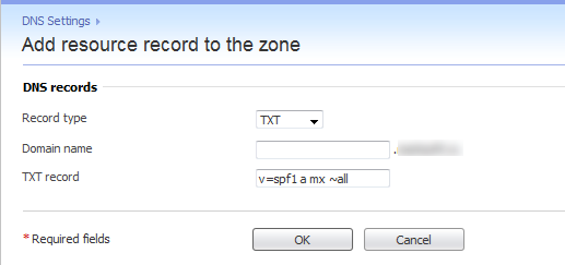 Add SPF record on Parallels Plesk Panel