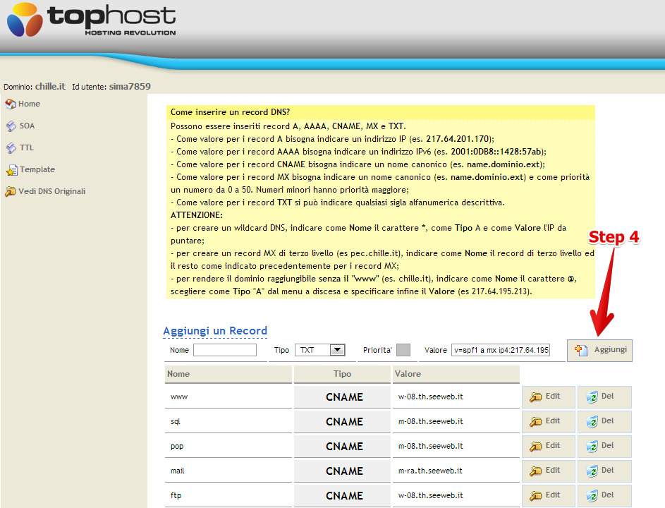 Saving a DNS record